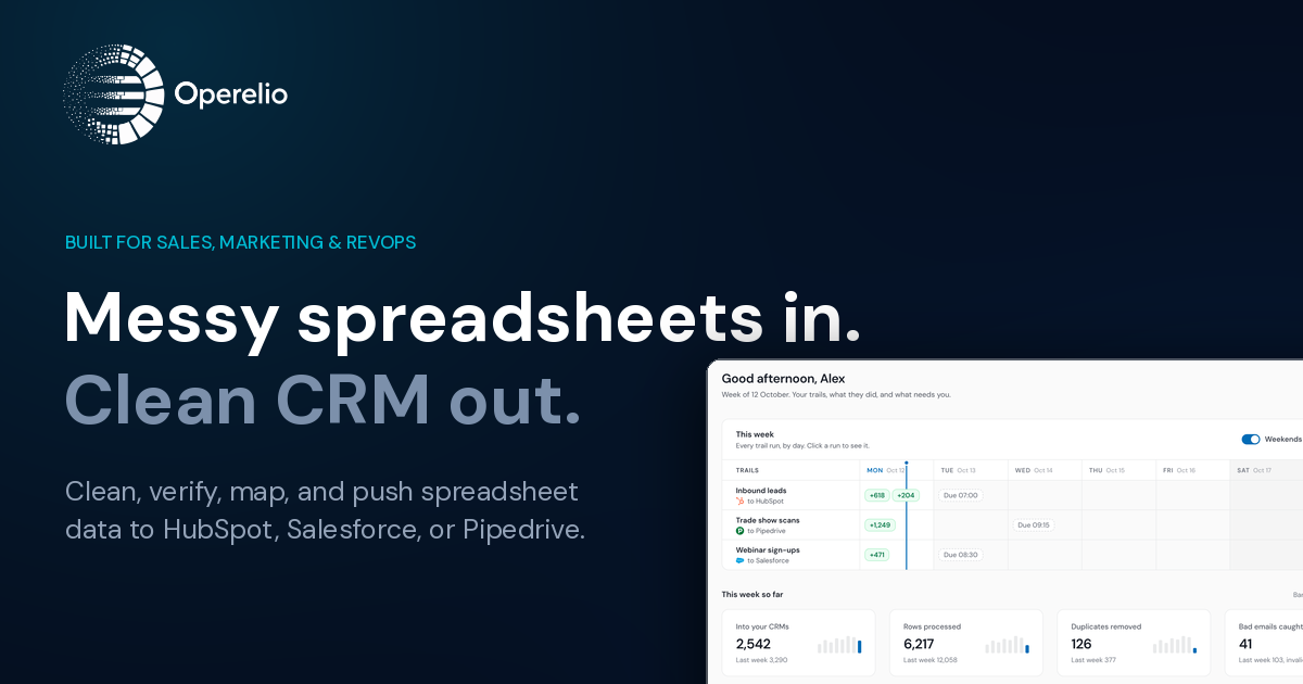 Preview image from Operelio | Clean spreadsheets, automate lead flow into CRM